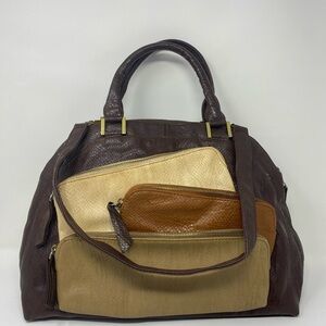 Elegant Multi-Tone Leather Handbag